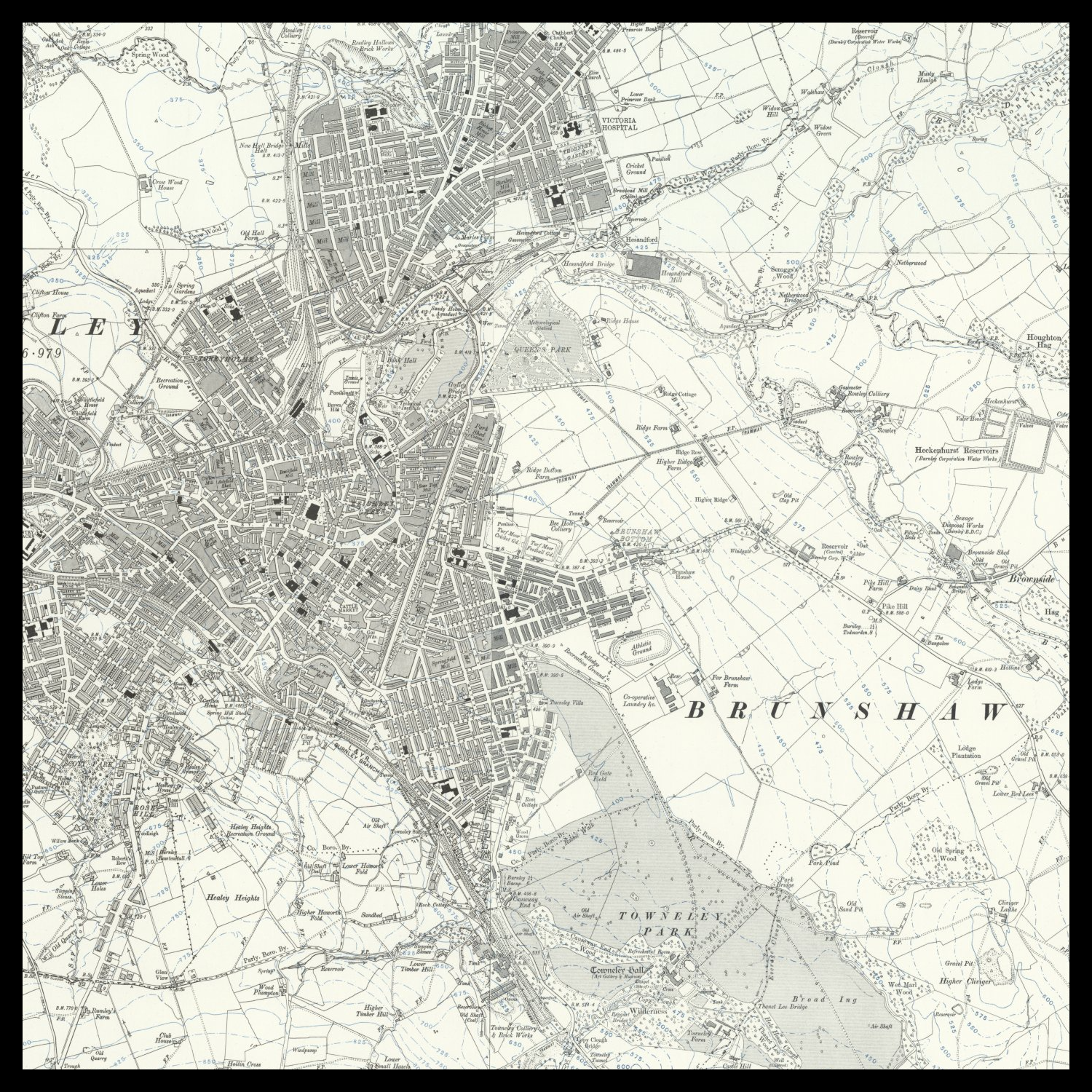 Personalised Old Map of Burnley – The Unique Maps Co.