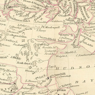 Alte Karte von Britisch-Amerika (Kanada) von Tallis, 1851: Montreal, Hudson's Bay Co., Fury & Hecla Strait 