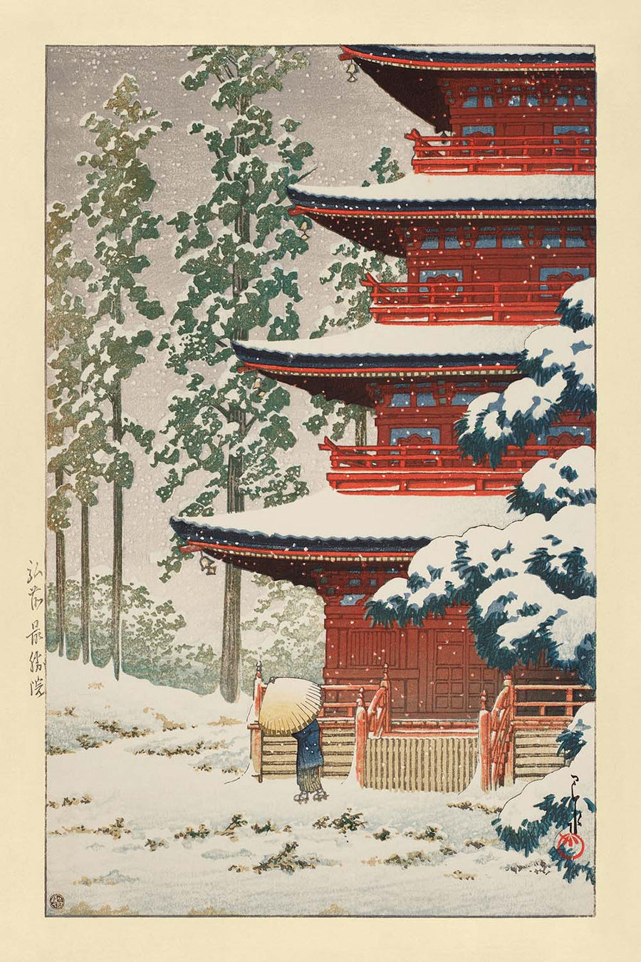 Saishoin-Tempel im Schnee von Hasui Kawase, 1936 