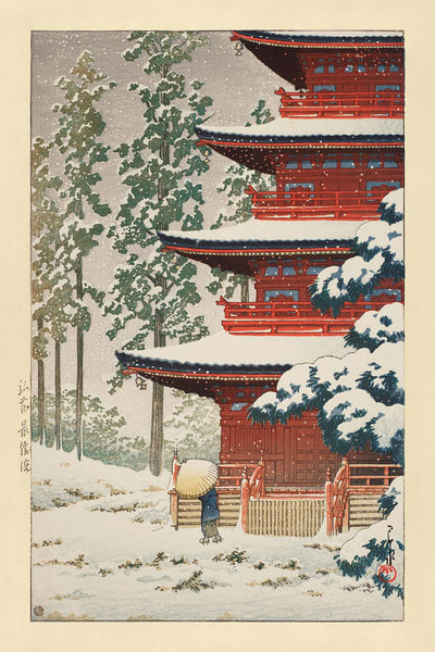 Templo Saishoin en la nieve de Hasui Kawase, 1936 