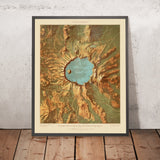 Antiguo mapa del Parque Nacional de Crater Lake, 1915: Wizard Island, Phantom Ship, Llao Rock, Mazama Caldera, Mt Scott 