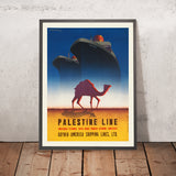 Póster de viaje de Palestina: Línea de Palestina de T. Trepkowski, 1935 