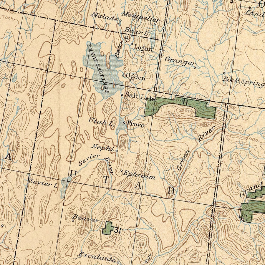 Mappa antica delle foreste e dei parchi nazionali negli Stati Uniti occidentali a cura dell&