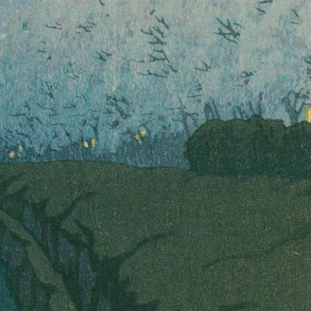Vue nocturne des cerisiers en fleurs à Koganei par Hasui Kawase 1935 