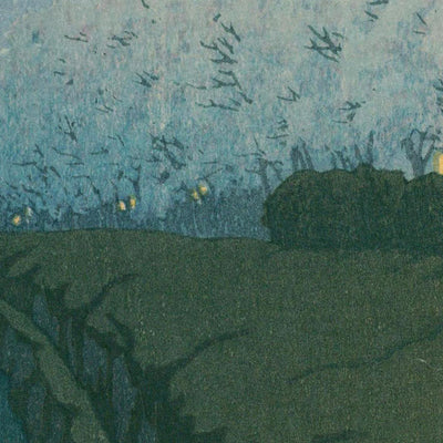 Vue nocturne des cerisiers en fleurs à Koganei par Hasui Kawase 1935 