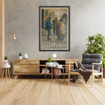 A framed image of Elixir De Kempenaar Vintage Advertising Poster by J.L. Goffart, 1910