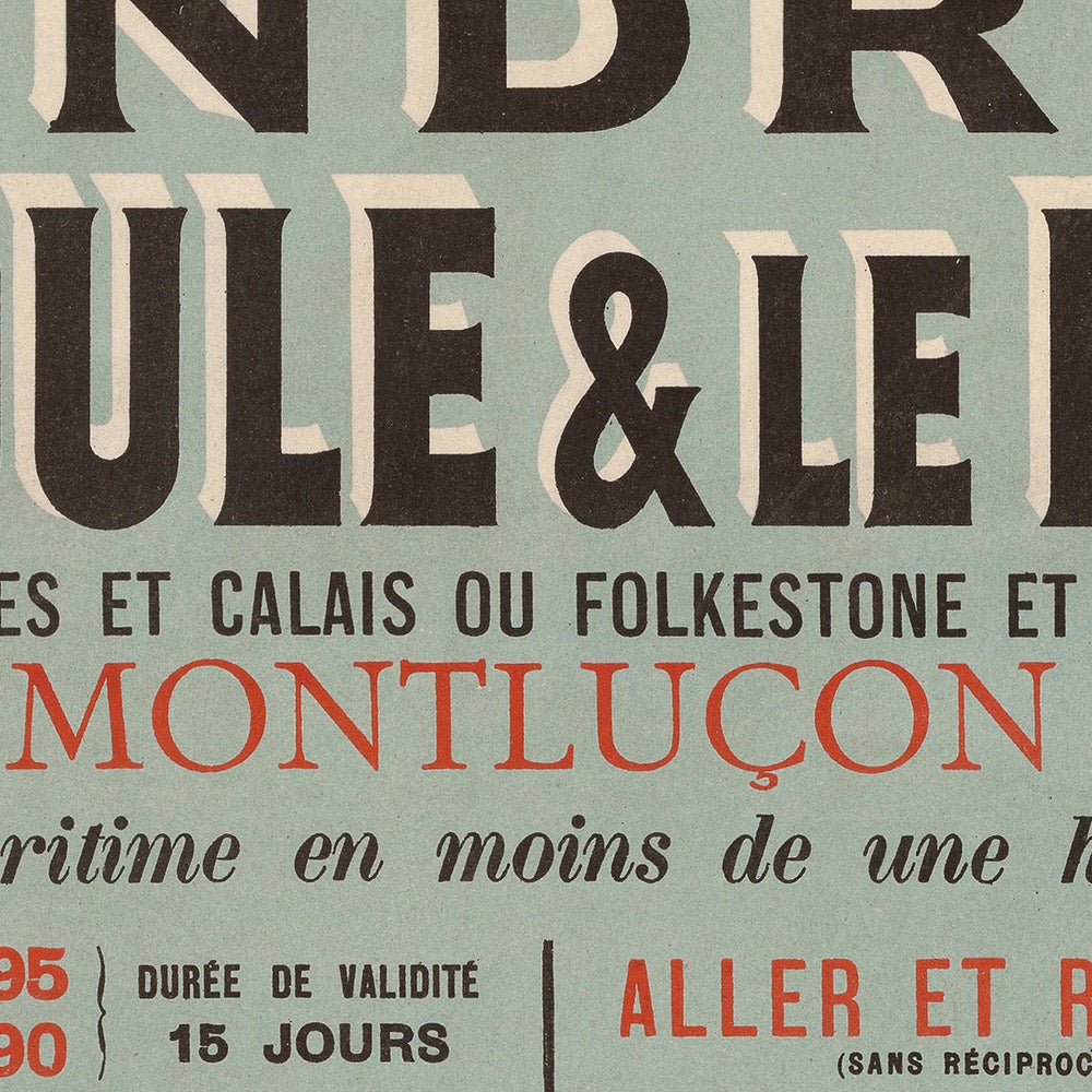 London to Paris Travel Poster: Angleterre–France by Imp. F. Champenois, 1890