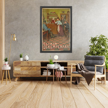 A framed image of Elixir De Kempenaar Vintage Advertising Poster by Ernest Godfrinon, 1909
