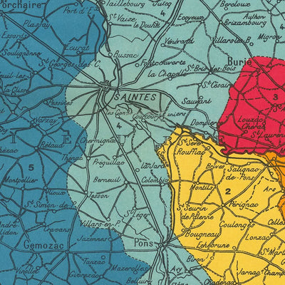 Ancienne carte des vins de Cognac par Bidoit, 1938 : Bordeaux, La Rochelle, classifications des crus, chemins de fer 