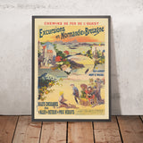 Cartel de viaje de Normandía y Bretaña: Chemins de Fer de l’Ouest de Imprimerie Chaix, 1895 