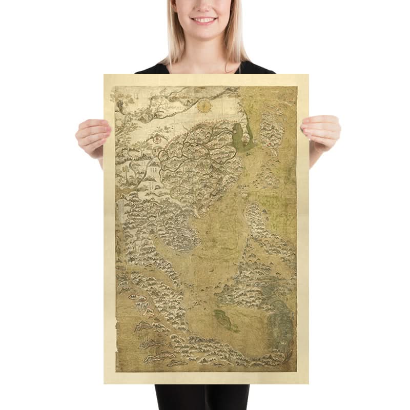 Mapa antiguo raro de Selden de China y Asia, 1653: Rutas comerciales, Mar de China Meridional, Ilustraciones 