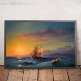Ship at Sunset off Cap Martin by Ivan Konstantinovich Aivazovsky, 1859