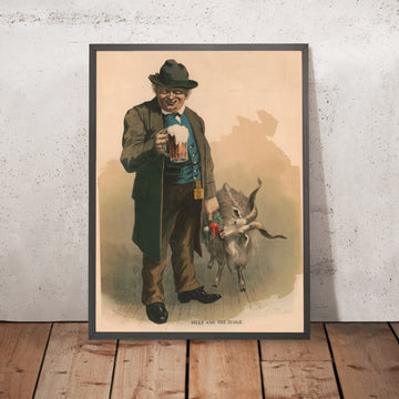 A framed image of Billy and the Judge Vintage Drinks Advertising Poster, 1887
