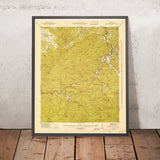 Old Map of Gatlinburg, Tennessee by USGS, 1943 – Great Smoky Mountains National Park & Mount LeConte