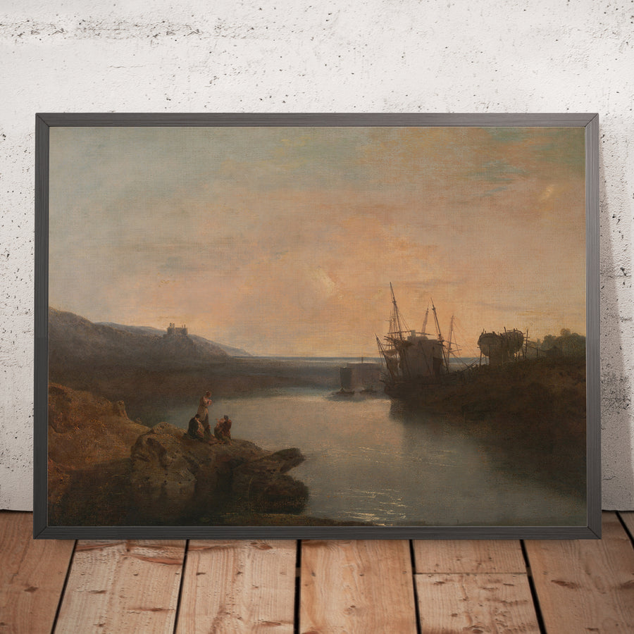 A framed image of Harlech Castle, from Tygwyn Ferry, Summer’s Evening Twilight by Turner, 1799