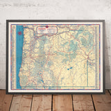 Old Road Map of Oregon, 1935: Portland, Salem, Eugene, Crater Lake NP, Bend