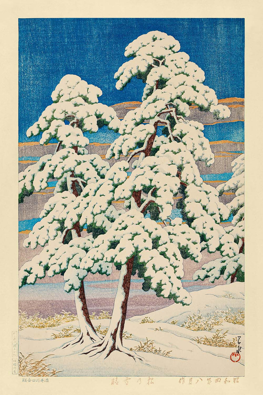 Kiefern nach Schnee von Hasui Kawase 1935 