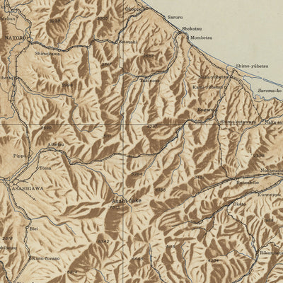 Alte topografische Karte von Hokkaido, 1944: US Geological Survey, Sapporo, Asahikawa, Hakodate 