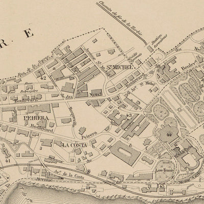 Alte Karte von Monaco von Gillot, 1898: Monte Carlo, La Condamine, Casino, Palais, Hafen 