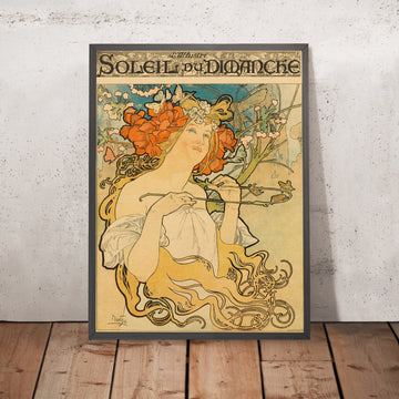 A framed image of Sunday Sun by Alphonse Mucha, 1860