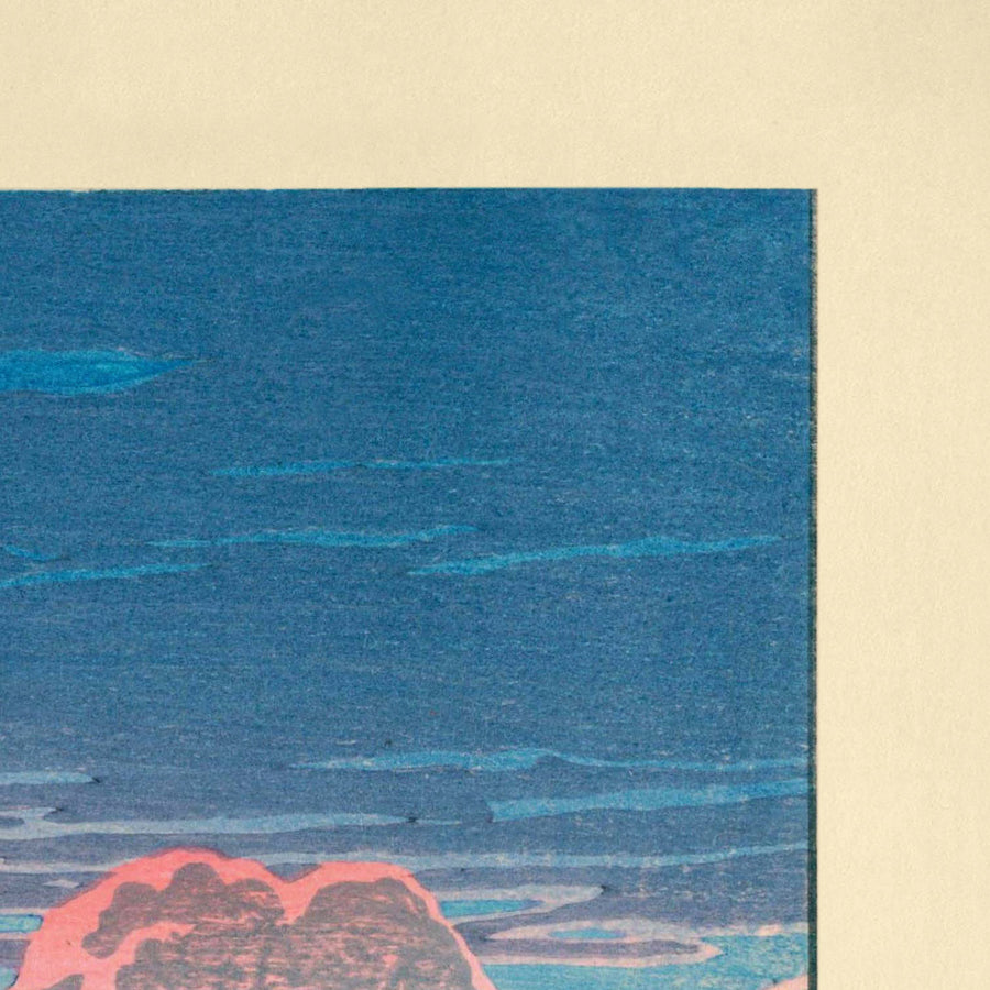 Sonnenuntergang am See und Segelboot von Hasui Kawase, 1935 