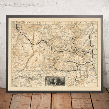 Mappa ferroviaria antica del sistema ferroviario di Denver e Rio Grande, 1882: Denver, Pueblo, Leadville, Contea di San Miguel, Utah 