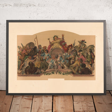 A framed image of The Beer Drinkers of All Times Vintage Beer Poster, 1883
