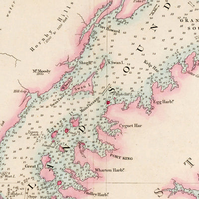 Mapa antiguo de las Islas Malvinas por Arrowsmith, 1848: Puerto Stanley, Bahía Charlotte, Puerto Ross, Inset Mundo 