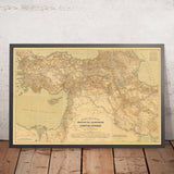 Grande mappa dell'Impero Ottomano con ferrovie, 1912: Istanbul, Baghdad, Hejaz e ferrovia di Baghdad, Prima Guerra Mondiale 