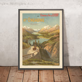 Affiche de voyage de la Haute-Engadine : Hte. Engadine – Trains rapides par F. Hugo d’Alesi 