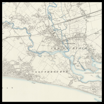 Un antiguo mapa del Ordnance Survey de Christchurch