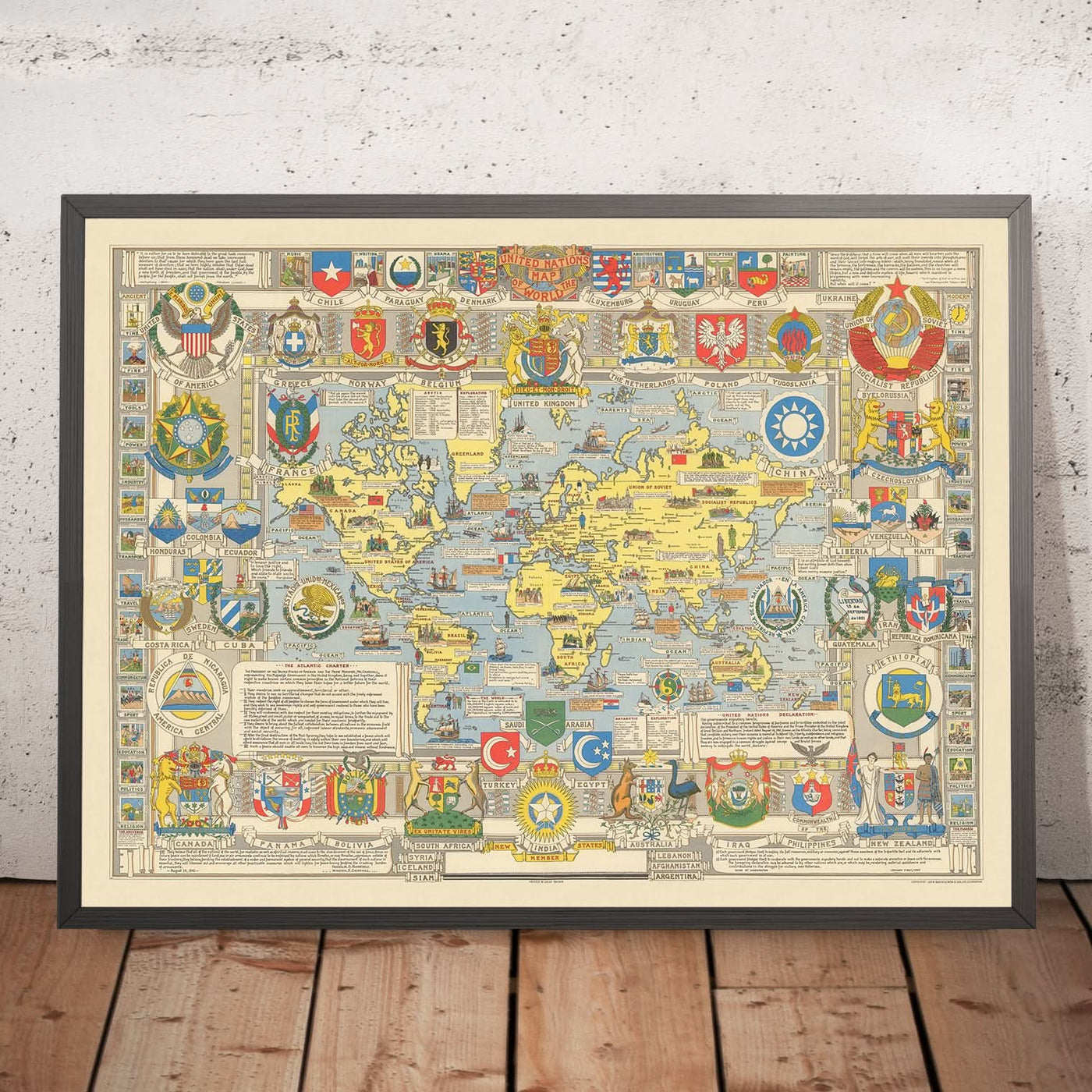 Mapa del Viejo Mundo de las Naciones Unidas, 1948: Era de la Post-Segunda Guerra Mundial, Estilo Pictórico 
