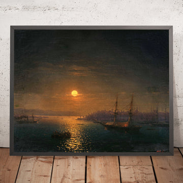 A framed image of The Golden Horn in the Moonlight, Istanbul by Ivan Konstantinovich Aivazovsky, 1868