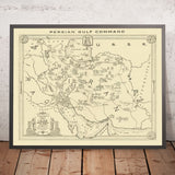 Ancienne carte de la Seconde Guerre mondiale de l'Iran par le Commandement du Golfe Persique, 1943 : Téhéran, Jardin d'Éden, Historique 