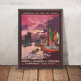 La Rochelle Reiseplakat: Entrée du Port von E. Paul Champseix, 1928 