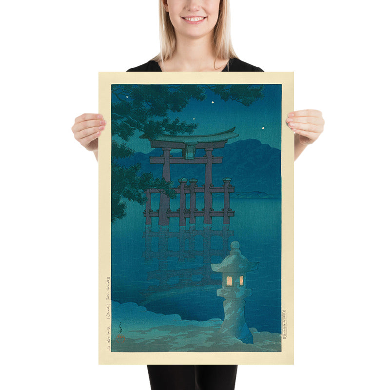 Sternenklare Nacht, Miyajima Shinto-Schrein und Torii von Hasui Kawase, 1935 