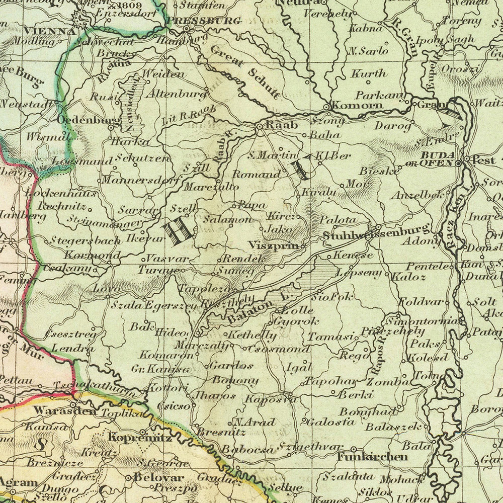 Old Map of the Austrian Empire by Teesdale, 1834: Bohemia, Galicia, Slovenia, Croatia, Alps