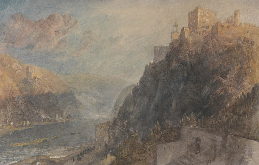 Rheinfels Looking to Katz and Gourhausen by Turner, 1817