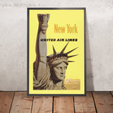 Póster de viaje de Nueva York: Estatua de la Libertad, United Air Lines, de Stanley Galli, 1960 