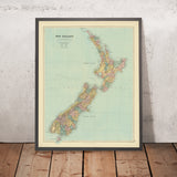 Ancienne carte de la Nouvelle-Zélande par Stanford, 1887 : Auckland, Wellington, Alpes du Sud, Île Stewart, Comtés 