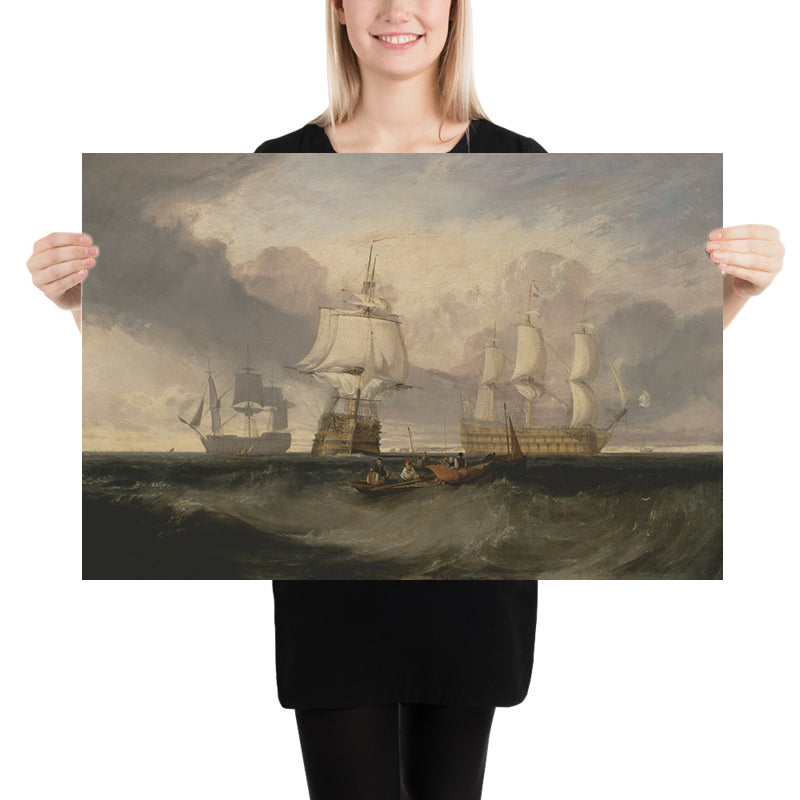 The Victory Returning from the Battle of Trafalgar, in Three Positions by Turner, 1806