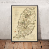 Rare Map of Grenada by Paterson, 1780: St. George's, Estates, Rivers, Bedford Point, Plantations