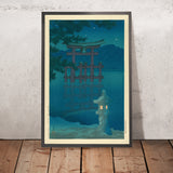 Starlit Night, Miyajima Shinto Shrine and Torii by Hasui Kawase, 1935