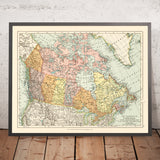 Ancienne carte du Canada par Stanford, 1926 : Toronto, baie d'Hudson, chemins de fer 