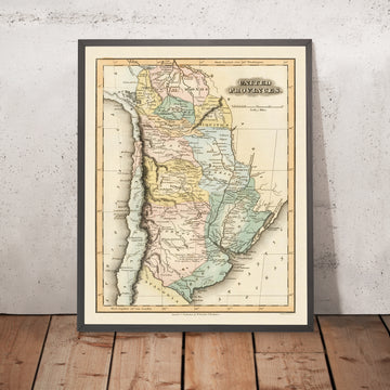 Old Map of Argentina by Lucas, 1823: United Provinces, Buenos Aires, Andes, Río de la Plata