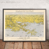 Mapa antiguo de la costa del Golfo de la Guerra de Secesión de Bachmann, 1861: Nueva Orleans, bahía de Mobile, Pensacola, Vicksburg, Ship Island 