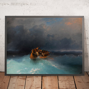 A framed image of The Survivors by Ivan Konstantinovich Aivazovsky, 1878
