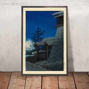 Ein gerahmtes Bild von Tonashi Gate Matsuyama Castle von Hasui Kawase, 1935