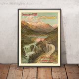 Cartel de viaje de la Alta Engadina, Suiza: Chemins de fer de l’Est de Frederic Hugo d’Alési, 1910 