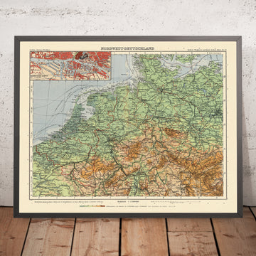Alte Karte von Nordwestdeutschland von Haack, 1943: Hamburg, Bremen, Elbe, Weser, Nordsee 